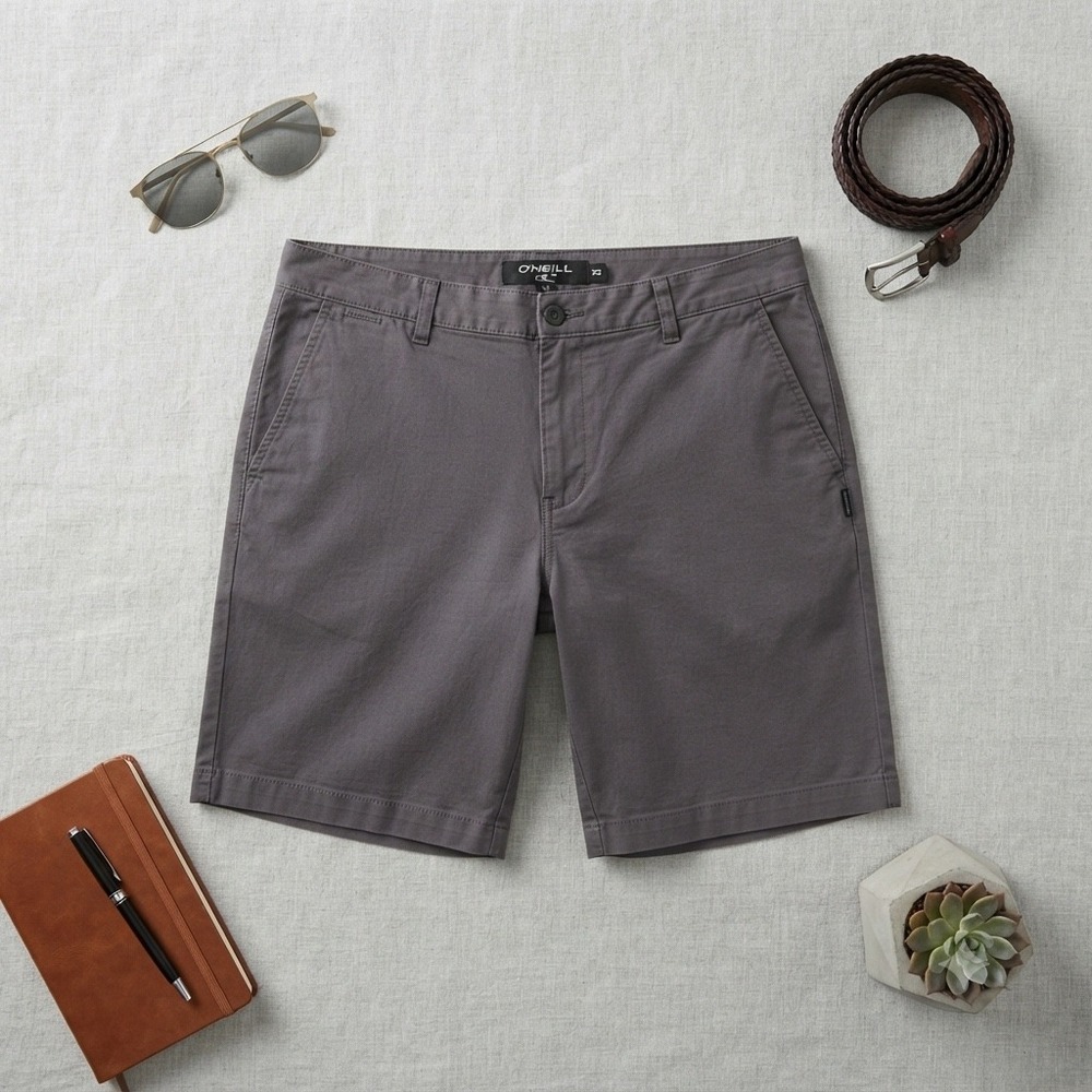 O'Neill Jay Stretch Chino Shorts Mens 38 Dark Grey Casual Standard Fit SP3108101